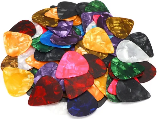 Miniatura 10 de Augshy - Púas para guitarra, paquete de 150 unidades de variedad de púas de celuloide premium, calibres delgados, medianos y pesados para guitarra