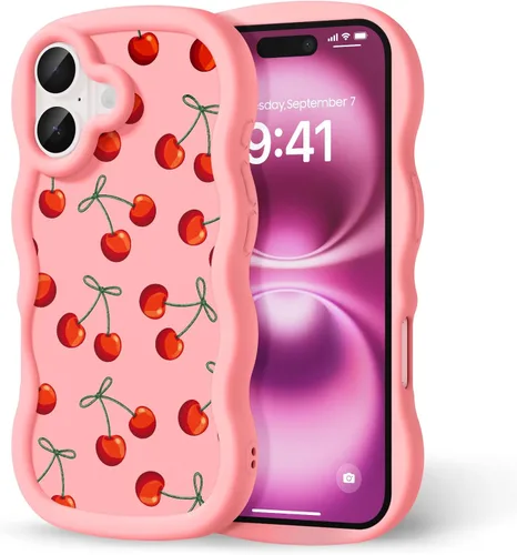 Miniatura 288 de Compatible con iPhone SE/8/7 Funda para Mujeres y Niñas, Marco Ondulado Rizado con Patrón Lindo, Estética Delgada Suave Silicona TPU Parachoques