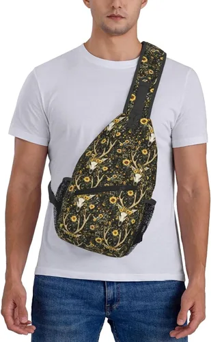 Miniatura 7 de Small Crossbody Bags for Women Men - Vintage Sunflower Deer Skull Print Adjustable Shoulder Bag Fanny Packs Belt Sling Bag Crossbody Purses Backpack