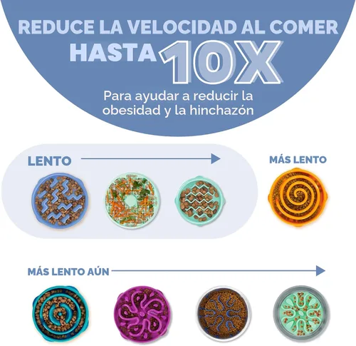 Miniatura 4 de Outward Hound Fun Feeder Slo Bowl Cuenco para perro de alimentación lenta, mediano/pequeño, color azul