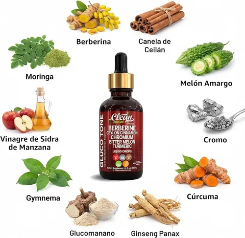 Miniatura 4 de Clean Nutra Berberine con suplemento de canela de Ceilán gotas líquidas + extracto de melón amargo, glucomanano, gimnasia, cromo, cúrcuma, panax
