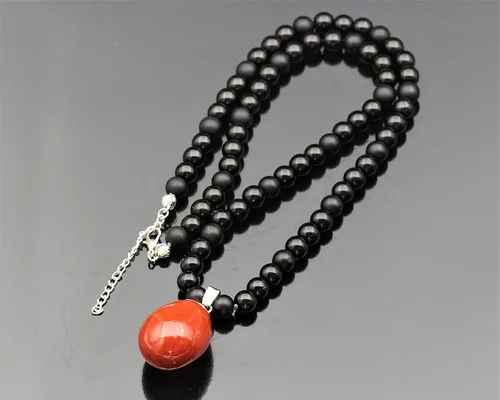 Miniatura 175 de Colgante de turmalina cruda natural, Collar de cuentas de ónix negro genuino, Collar de piedra negra, Collar de piedras preciosas, Cuentas de 0.315