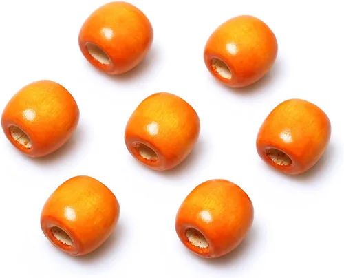 Miniatura 10 de 300 cuentas de madera beige de 0.472 x 0.433 in, cuentas espaciadoras de madera con agujero grande de 0.197 pulgadas para hacer manualidades