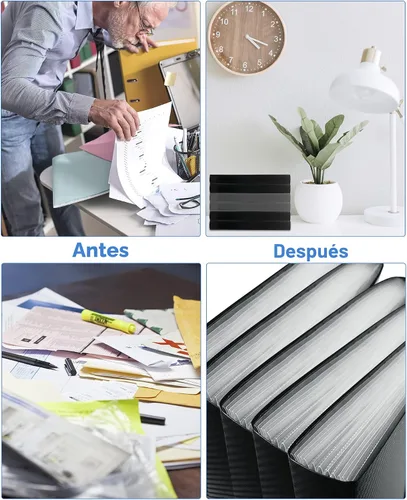 Miniatura 6 de Carpeta de archivos expandible con pestañas, 13 bolsillos, organizador de archivos de acordeón, con cierre de hebillas elásticas, organizador