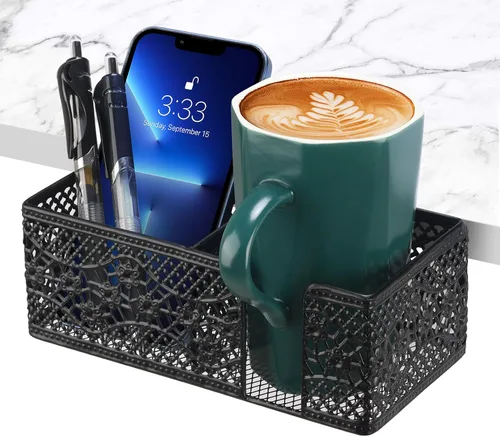 Organizador de Escritorio con Clip para Escritorio Portavasos Portalápices para Almacenamiento de Escritorio Bebidas Soporte para Teléfono