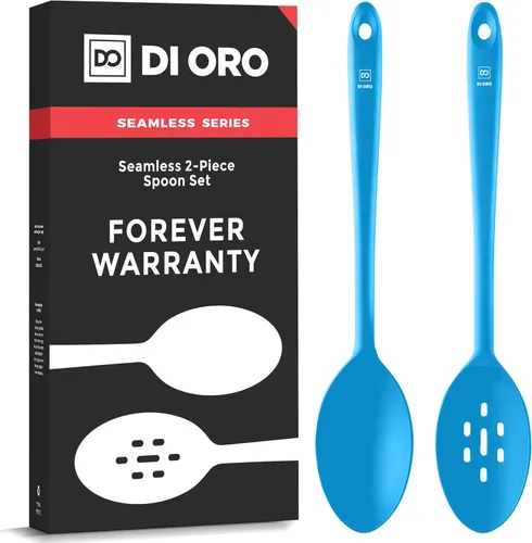 Miniatura 10 de DI ORO - Cucharas de silicona para cocinar, cucharas de cocina grandes para mezclar, servir y agitar, utensilios antiadherentes resistentes al calor