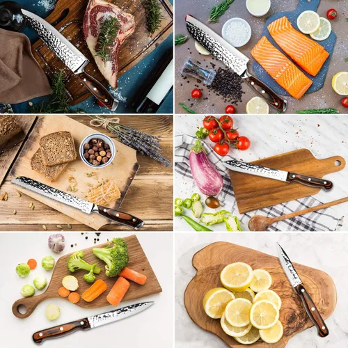 Miniatura 6 de Juego de cuchillos de cocina, juego de cuchillos de 15 piezas con bloque de madera, autoafilable para juego de cuchillos de chef, juego de cuchillos