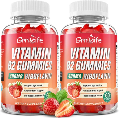 Miniatura 10 de Gomitas de vitamina B2, riboflavina de 400 mg con magnesio para niños y adultos, gomitas B2 para alivio de la migraña y apoyo energético, sabor a