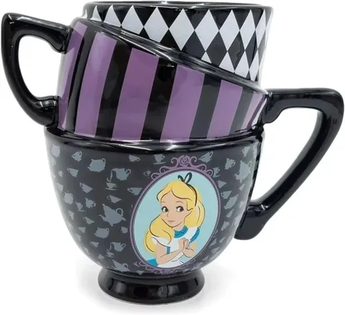 Silver Buffalo - Taza con diseño de Alicia en el país de las maravillas de Disney, taza de té esculpida, taza de café de cerámica, 20 onzas