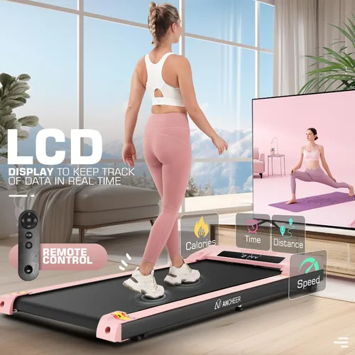 Miniatura 2 de ANCHEER Cinta de correr con estación de trabajo de escritorio y altura ajustable, caminadora plegable con 8% de inclinación, almohadilla para Caqui