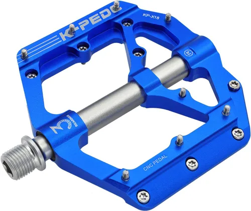 Miniatura 11 de Pedales de bicicleta de aleación de aluminio de 9/16" MTB Plataforma ancha plana antideslizante con 3 rodamientos para bicicletas de montaña