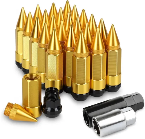Miniatura 11 de 24 Piezas Picos Antirrobo Extendidos Sintonizador Rueda/Llantas Tuerca de Orejeta M14X1.5+Llave de Vaso (Negro)