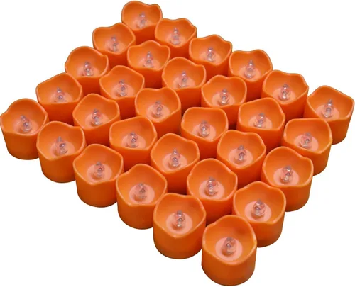 Miniatura 8 de Topstone Vela de Té LED Naranja de Halloween con Temporizador de 4/6/8 H, Control Remoto Vela Sin Llama, Velas Falsas a Batería, Vela Votiva