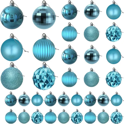 Miniatura 194 de Bolas de Navidad Grandes de 3.2" en Azul Bebé - Adornos para Árbol de Navidad, Bolas Colgantes Inastillables para Cumpleaños, Halloween, Boda