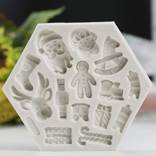 Miniatura 3 de Cestony Calcetines de regalo de alce de Papá Noel con temática navideña, moldes de silicona para tartas, fondant, galletas, jabón, azúcar, pudín