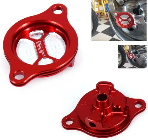 Miniatura 9 de JFG RACING Tapa de Filtro de Aceite de Billete para Moto CRF250R 2004-2009, CRF250X 2004-2017 Dirt Bike, ROJO