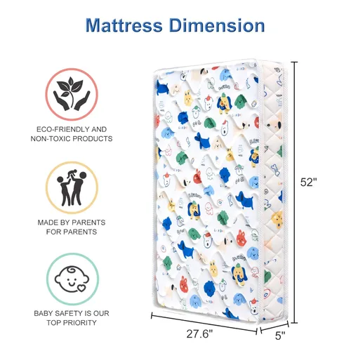 Miniatura 3 de Lillibearas Colchón Premium para Cuna y Cama Infantil 52" x 27.6" x 5", Firme, Transpirable Hipoalergénico para Cunas y Camas Infantiles Estándar