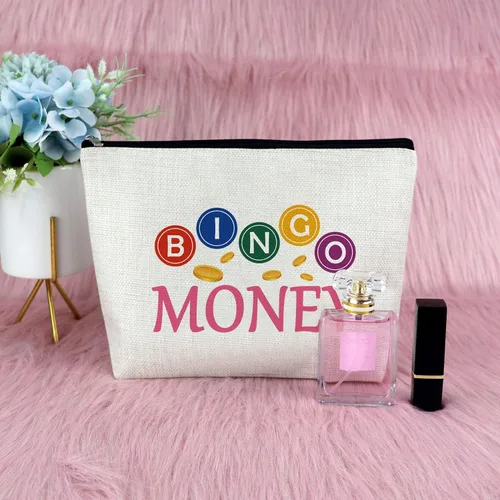Miniatura 7 de Regalo de bingo para mujeres, bolsa de maquillaje, regalo para amantes de los juegos de bingo, regalo para amigos, regalo divertido para jugadores
