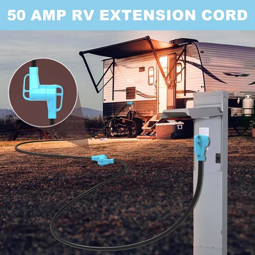 Miniatura 7 de CircleCord Cable de extensión para caravana o automóvil eléctrico de 50 amperios y 15 pies, resistente calibre 6/3+8/1 STW con organizador de cables