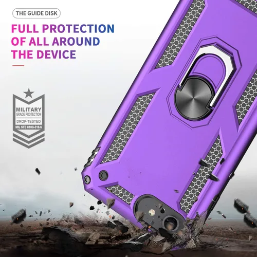 Miniatura 7 de LeYi Funda para iPhone SE con 2 protectores de pantalla de vidrio templado, funda de grado militar con soporte de anillo magnético para iPhone SE