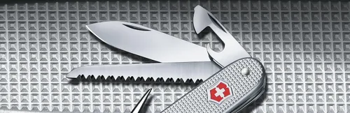 Miniatura 3 de Victorinox Farmer Alox Swiss Army Cuchillo - Herramienta de bolsillo de 9 funciones Plata Swiss Made Stainless Steel Multi-Tool with Wood Saw