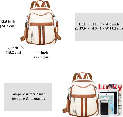 Miniatura 5 de ALTOSY Bolso tipo mochila de cuero genuino para mujer, bolso de hombro convertible