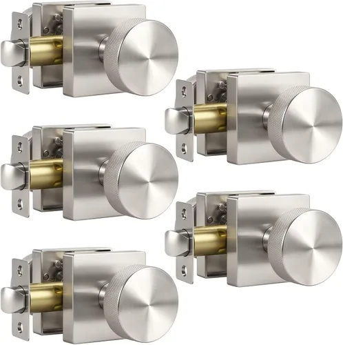 Miniatura 16 de Knobonly Paquete de 6 pomos de puerta negros para dormitorio y baño, pomos de puerta de privacidad interiores con cerradura, pomos de puerta