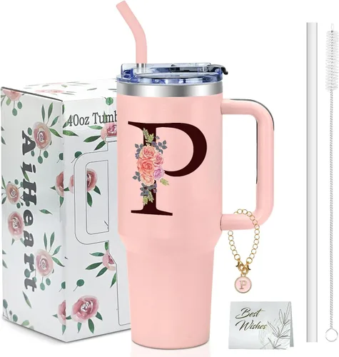 Miniatura 29 de Regalos de cumpleaños para mujeres, vaso con monograma con asa, regalos personalizados para mamá, regalo con monograma para mujer, vasos
