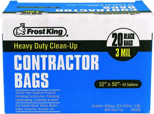 Miniatura 2 de Frost King CB3250 - Limpiador de contratista resistente en caja, 32" x 50" x 3 mil (paquete de 20), 20 bolsas, color negro