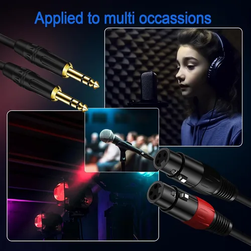Miniatura 6 de LanSenSu Adaptador estéreo XLR a 1/4 TRS - XLR hembra a 1/4 de pulgada (0.250 in) cable adaptador de audio de micrófono equilibrado estéreo, paquete