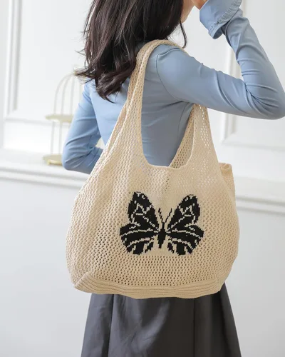 Miniatura 13 de Bolsas de ganchillo para mujer, bolsa de mano de playa de verano, bolsa de hombro de gran capacidad, bolsa de hobo estética, bolsa de punto, bolsa