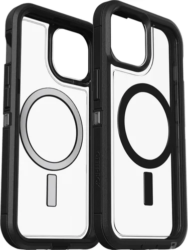 Miniatura 7 de OtterBox Funda transparente para iPhone 17e, 16e, 15, 14 y 13 Defender Series XT, lado oscuro (negro/transparente), sin pantalla, resistente, a Dark