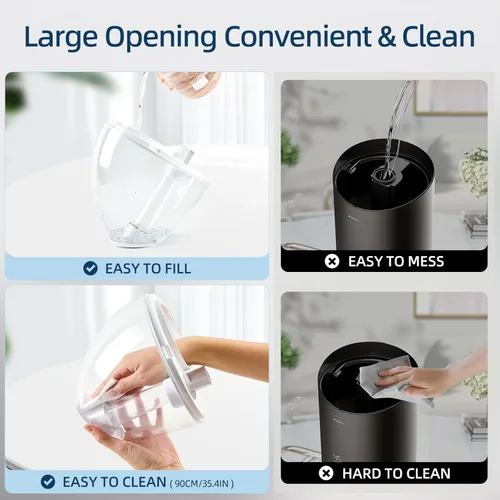 Miniatura 2 de Humidificador de niebla fría para dormitorio, humidificadores pequeños de 2L para dormitorio y oficina, humidificador de 25 dB para habitación