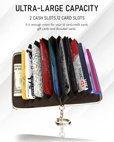 Miniatura 2 de Soporte para tarjetas de crédito, elegante cartera delgada para mujer con bloqueo RFID, perfecta para negocios y uso diario, mantiene tus