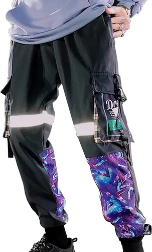 XYXIONGMAO Pantalones deportivos reflectantes negros para hombre, pantalones deportivos Techwear, hip hop, ropa de calle, pantalones cargo para
