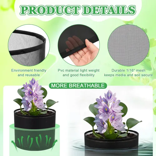 Miniatura 3 de 4 bolsas grandes de plantación de estanques acuáticos de 10 x 12 pulgadas, macetas de tela reutilizables para plantas acuáticas de 5 galones