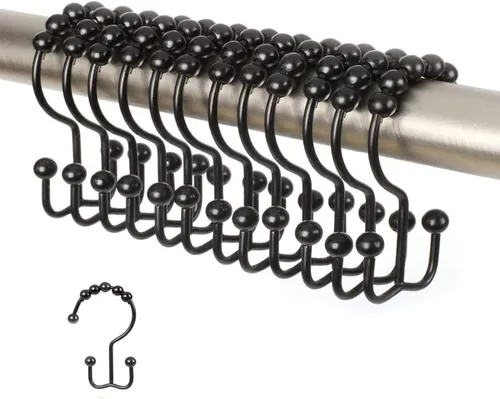 Miniatura 8 de Ganchos para cortina de ducha, anillos Titanker, rodillos de acero inoxidable de doble deslizamiento, ganchos para cortinero de ducha para baño