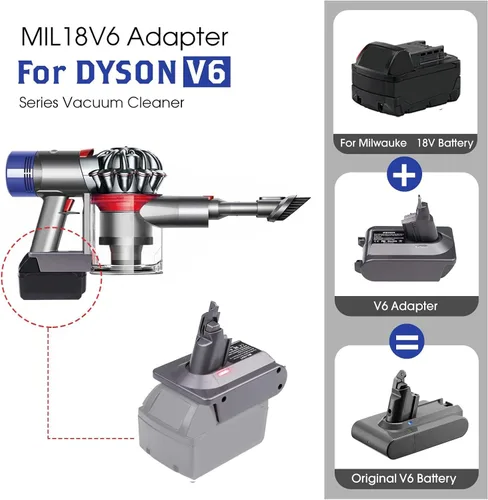 Miniatura 2 de Adaptador de batería Dyson V6 para Milwaukee M18 18V batería a Dyson V6 SV03 SV04 SV09 DC62 DC59 Convertidor de vacío esponjoso