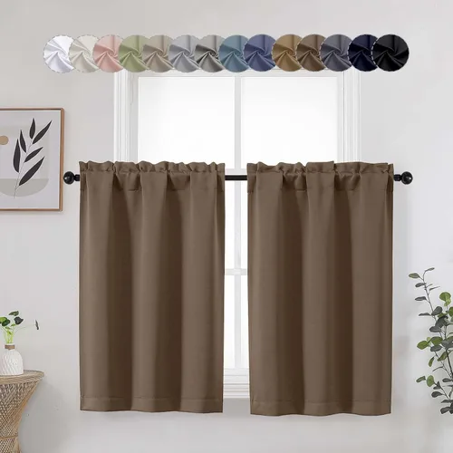 Miniatura 40 de Aqua Cafe - Juego de 2 paneles de cortinas opacas de 24 pulgadas de largo, con aislamiento térmico suave y sólido, para ventanas de baño, sótano