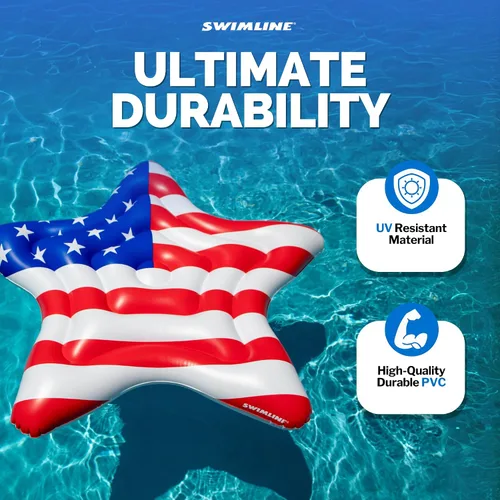 Miniatura 7 de Swimline Balsa inflable Americana Star Island para piscina 65 "x 69" Isla de Estados Unidos (Estrella)