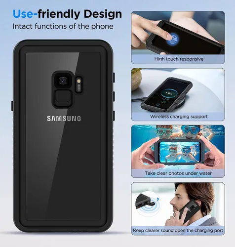 Miniatura 6 de Lanenas Funda para Samsung Galaxy S9, impermeable, a prueba de polvo, a prueba de caídas con protector de pantalla integrado, 5.8 pulgadas, 360°