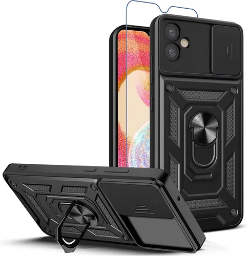 Miniatura 26 de Funda para teléfono Galaxy A06 4G: con protector de pantalla de 2 piezas, cubierta deslizante para cámara y soporte multiángulo para Samsung Galaxy