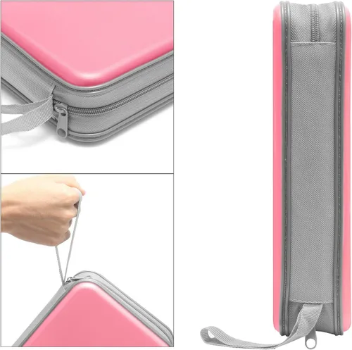 Miniatura 3 de Siveit Funda para CD, soporte para CD/DVD, cartera con capacidad para 80, fundas para CD y DVD, estuches duros de plástico para CD y DVD, Rosa claro