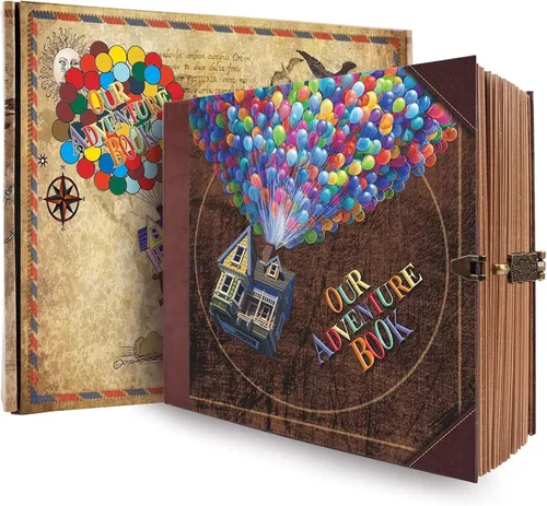 Miniatura 10 de JIMBON Nuestro libro de aventuras álbum de recortes de fotos estilo retro con tapa de letras en relieve diario de viaje, kit de libro de recortes