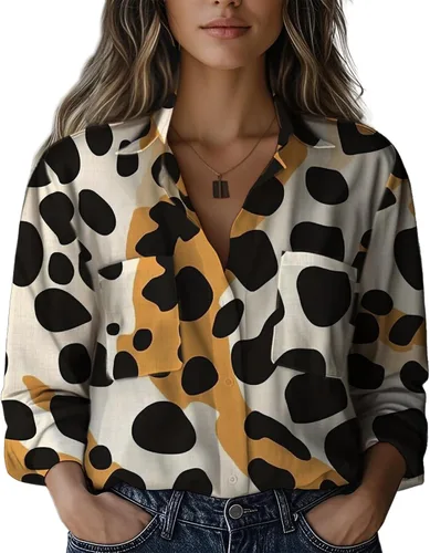 Miniatura 8 de Summer Tops for Women Lightweight Button Flowy Shirts Boho Long Sleeve Blouses Casual Clothes with Pockets