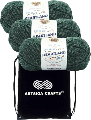Miniatura 35 de Lion Brand Heartland Capitol Reef 136-140 (3 cadejos - mismo lote de tinte) Hilo estambre medio #4 acrílico para crochet y tejer con bolsa