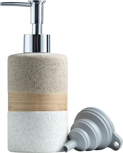Juego de dispensador de jabón de cerámica con embudo de silicona, jabón de manos, champú, gel de baño, dispensador de loción para cocina y baño,