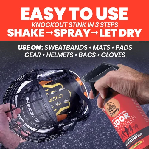 Miniatura 4 de Uncle Todd’s Odor Stomp Aerosol Eliminador de Olor para Equipo Deportivo - Desodorizador de Fuerza Extra con Enzimas para Fútbol, Hockey, Bolsas