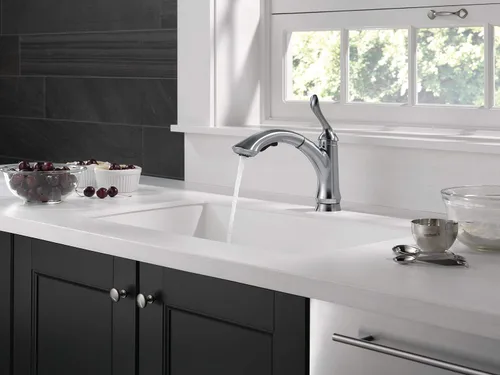 Miniatura 9 de Delta Linden 4353-AR-DST - Grifo de cocina de níquel cepillado con rociador extraíble, contemporáneo de un solo agujero, mango único, acero