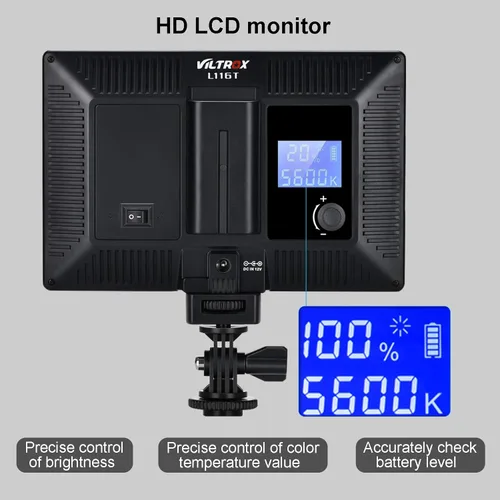 Miniatura 8 de VILTROX 2 juegos de lámpara de luz LED de fotografía con bicolor 3300K-5600K, pantalla LCD HD, CRI 95 para DSLR mesa estudio fotográfico